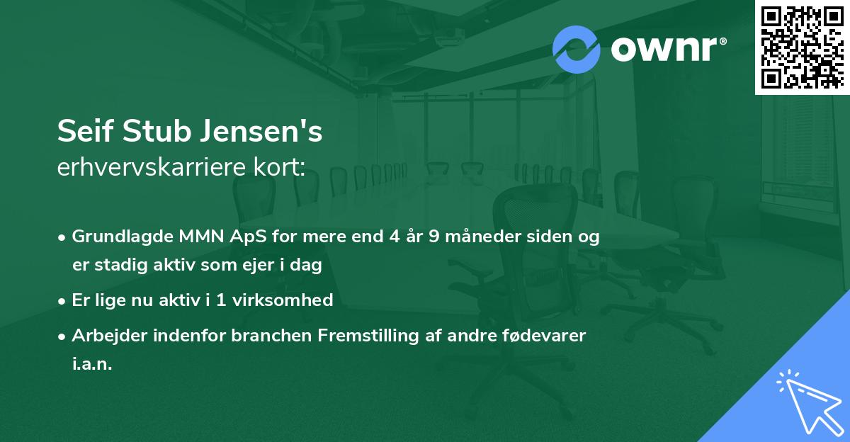 Seif Stub Jensen's erhvervskarriere kort
