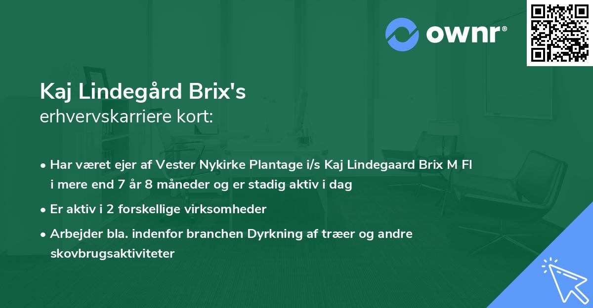 Kaj Lindegård Brix's erhvervskarriere kort