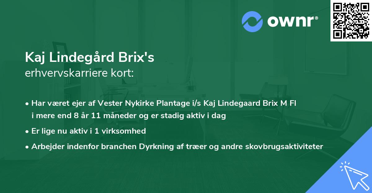 Kaj Lindegård Brix's erhvervskarriere kort