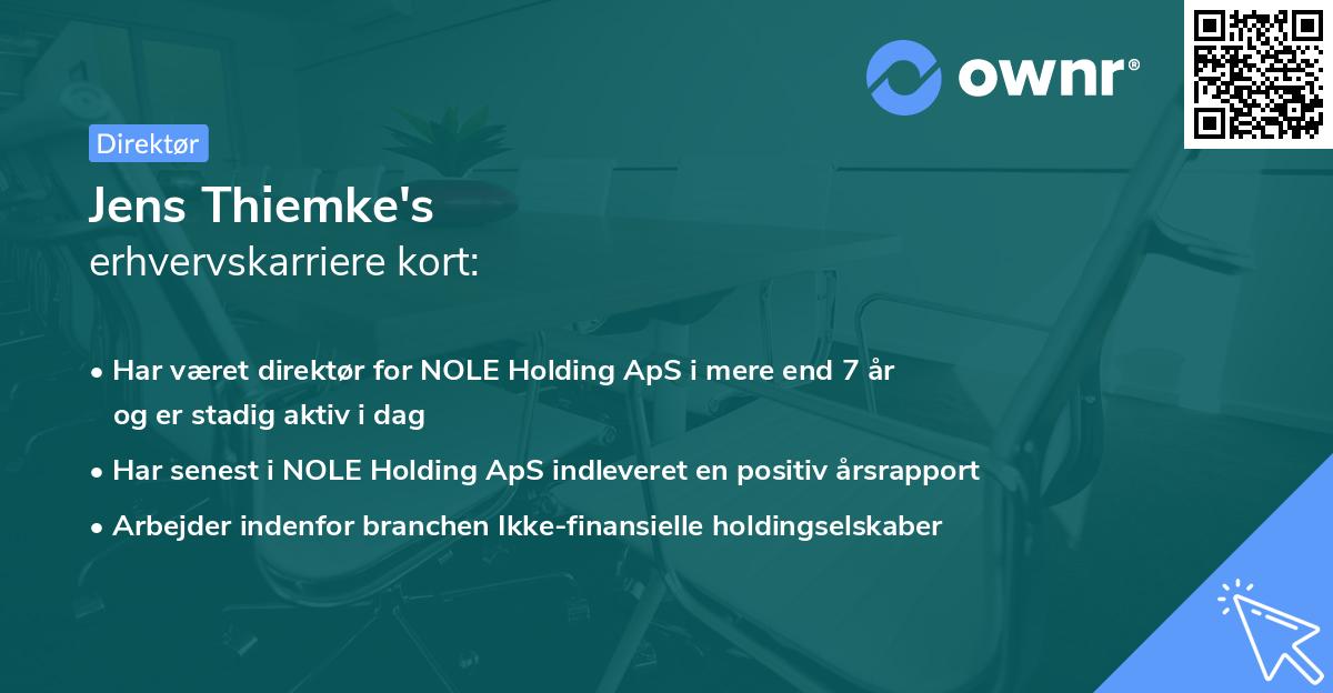 Jens Thiemke's erhvervskarriere kort