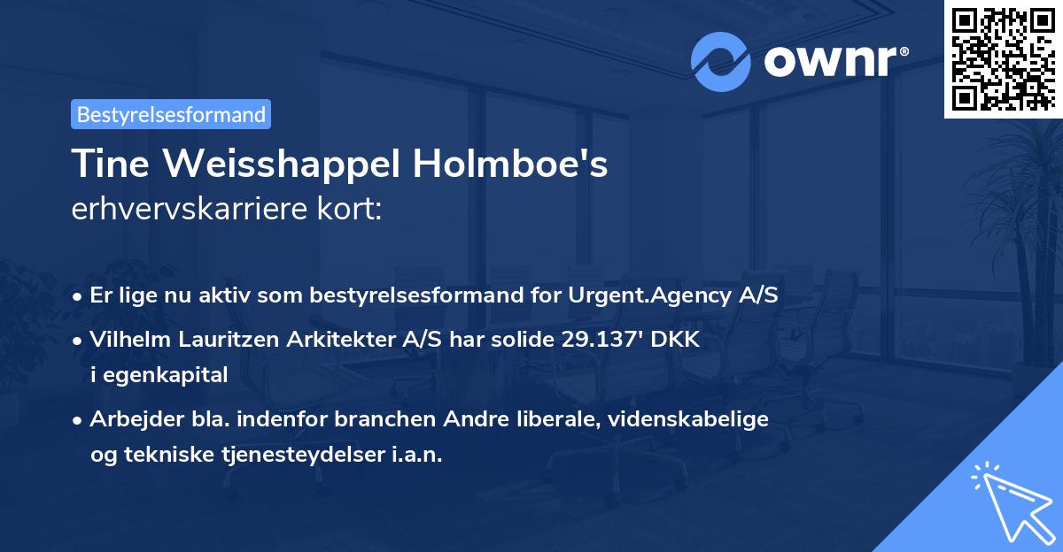 Tine Weisshappel Holmboe's erhvervskarriere kort