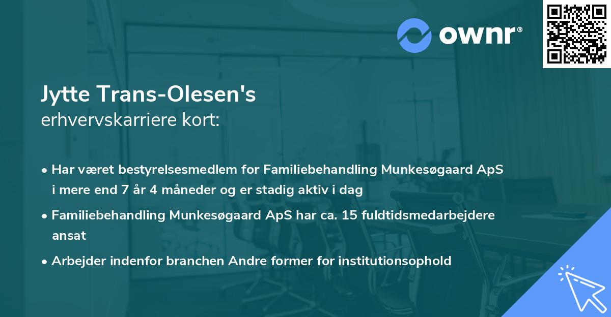 Jytte Trans-Olesen's erhvervskarriere kort