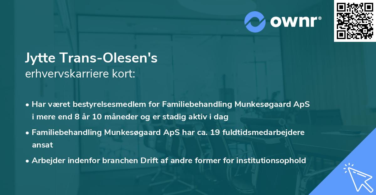 Jytte Trans-Olesen's erhvervskarriere kort