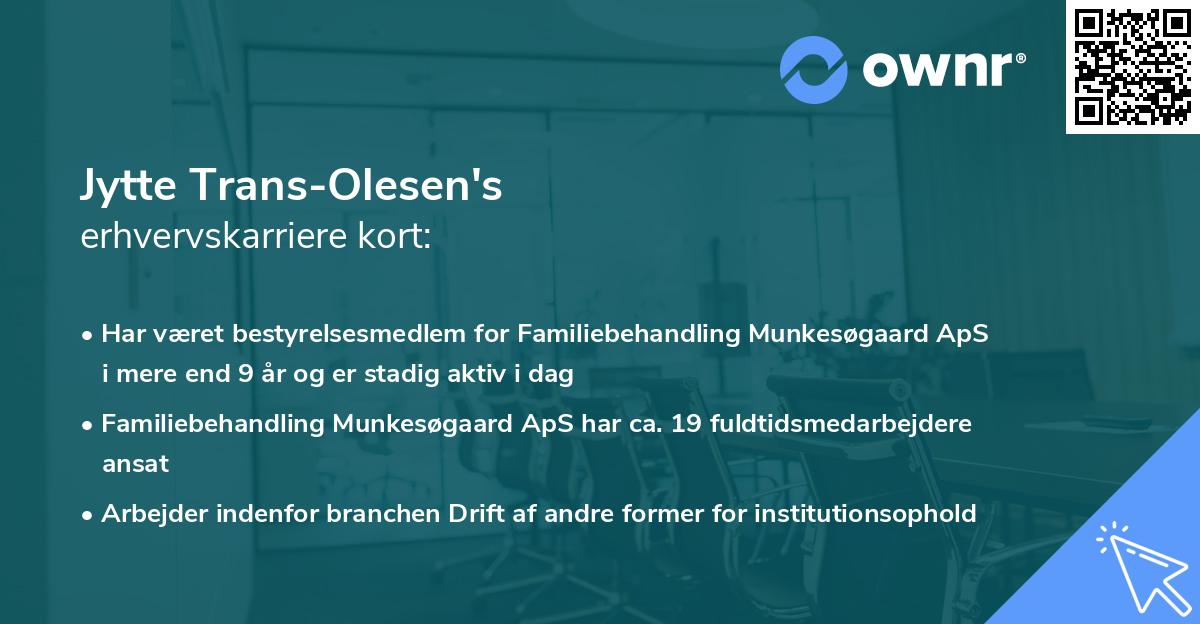 Jytte Trans-Olesen's erhvervskarriere kort