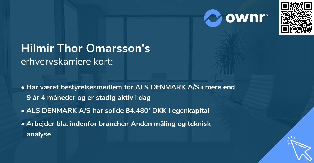 Hilmir Thor Omarsson's erhvervskarriere kort