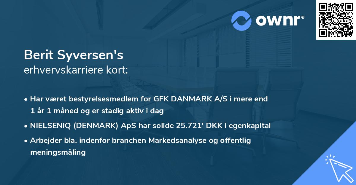 Berit Syversen's erhvervskarriere kort