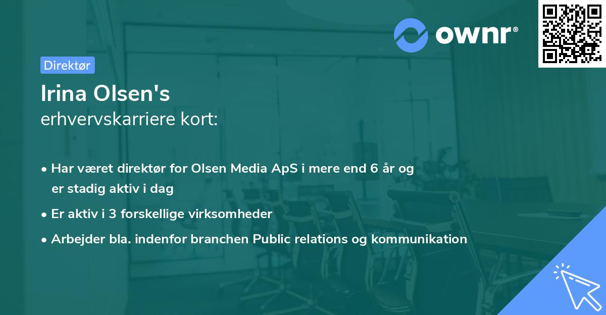 Irina Olsen's erhvervskarriere kort
