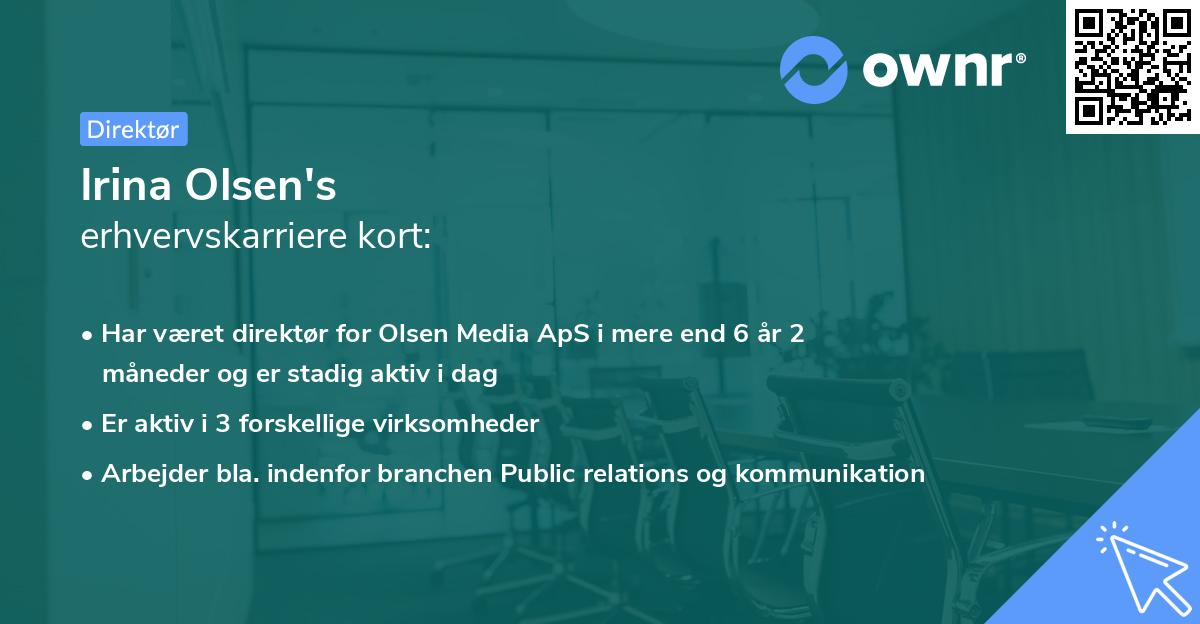 Irina Olsen's erhvervskarriere kort