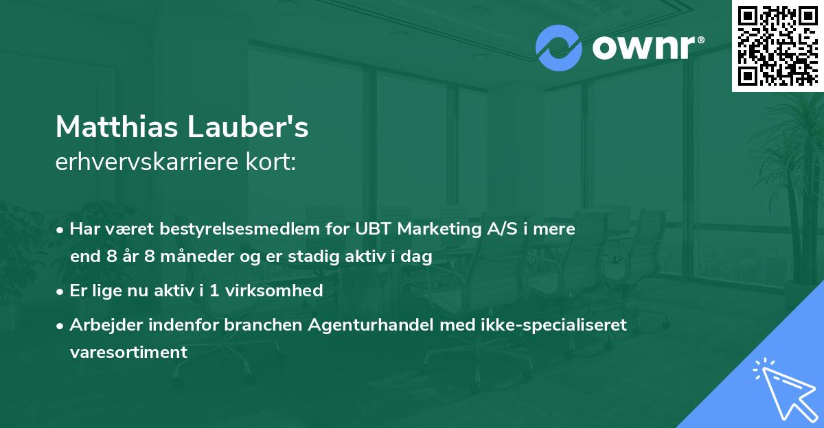 Matthias Lauber's erhvervskarriere kort