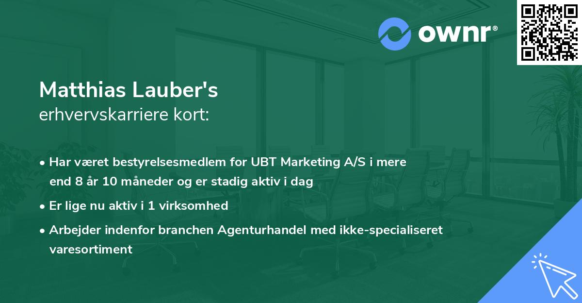 Matthias Lauber's erhvervskarriere kort