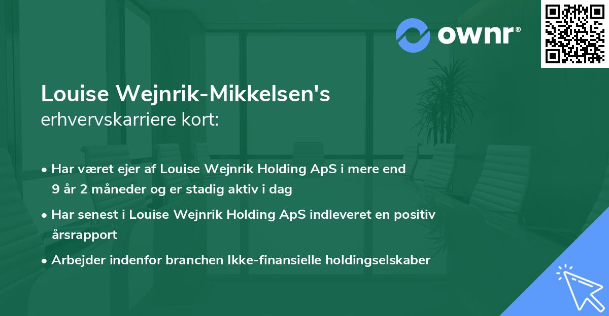 Louise Wejnrik-Mikkelsen's erhvervskarriere kort