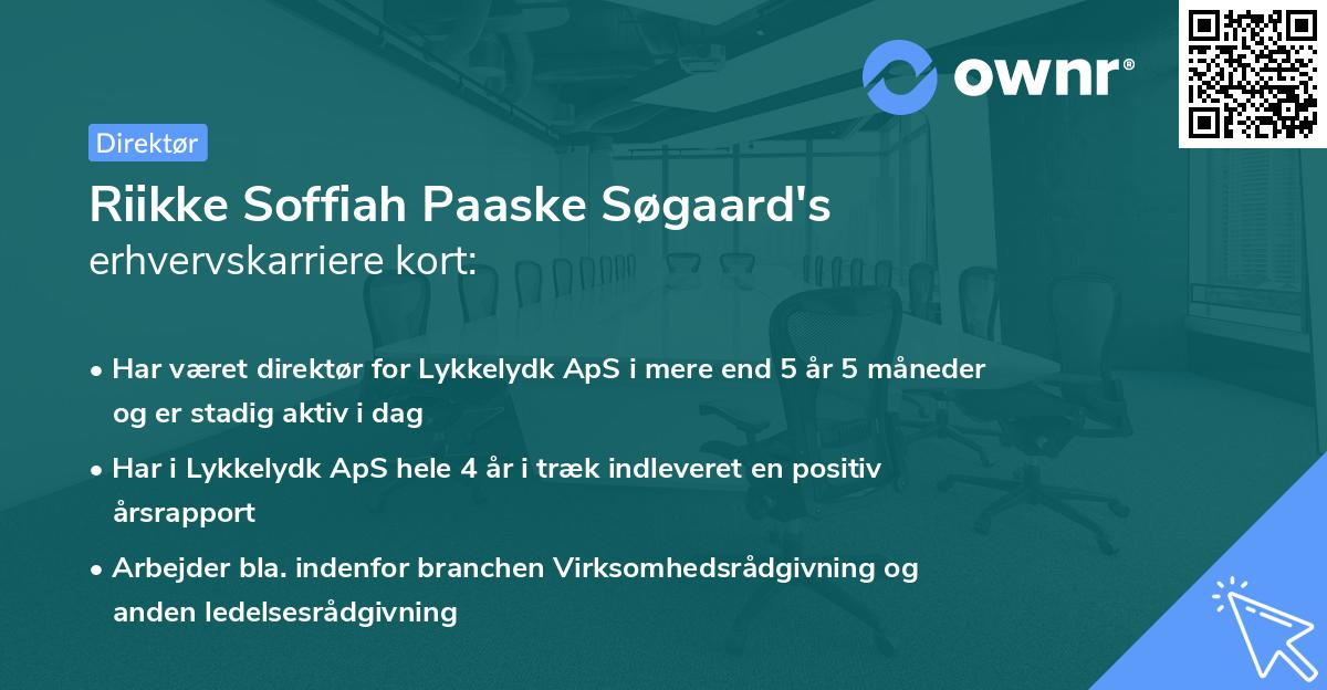 Riikke Soffiah Paaske Søgaard's erhvervskarriere kort