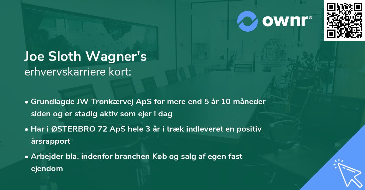 Joe Sloth Wagner's erhvervskarriere kort
