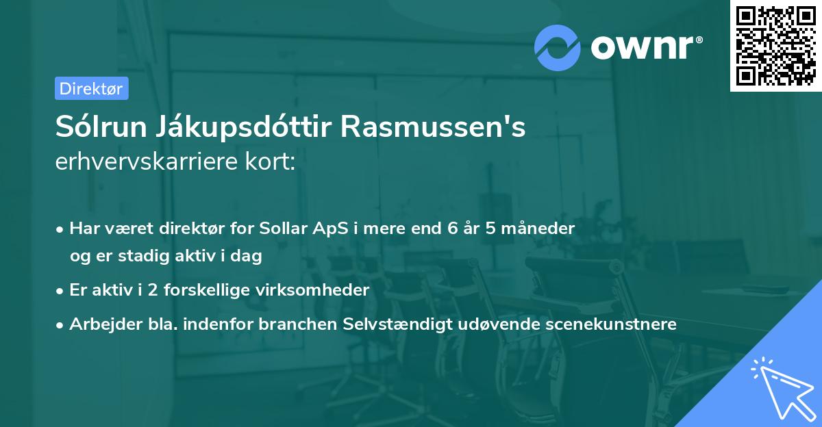 Sólrun Jákupsdóttir Rasmussen's erhvervskarriere kort