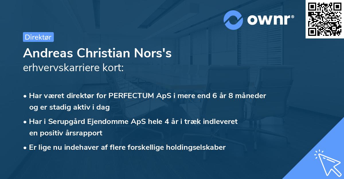 Andreas Christian Nors's erhvervskarriere kort