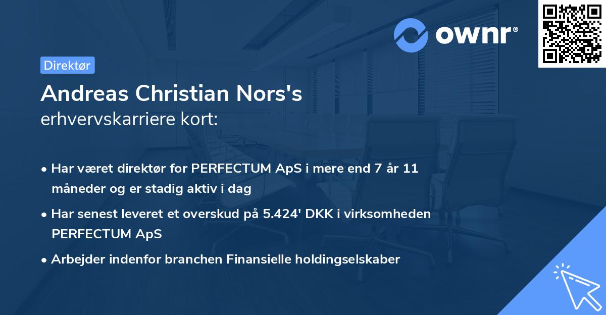 Andreas Christian Nors's erhvervskarriere kort