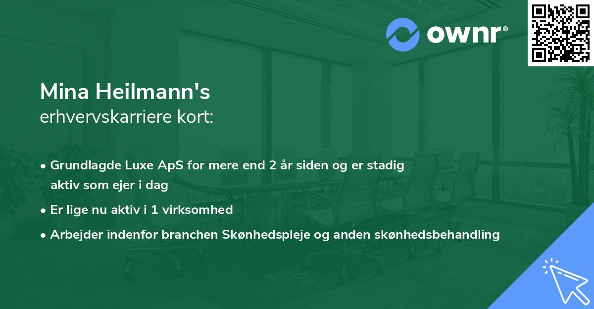 Mina Heilmann's erhvervskarriere kort