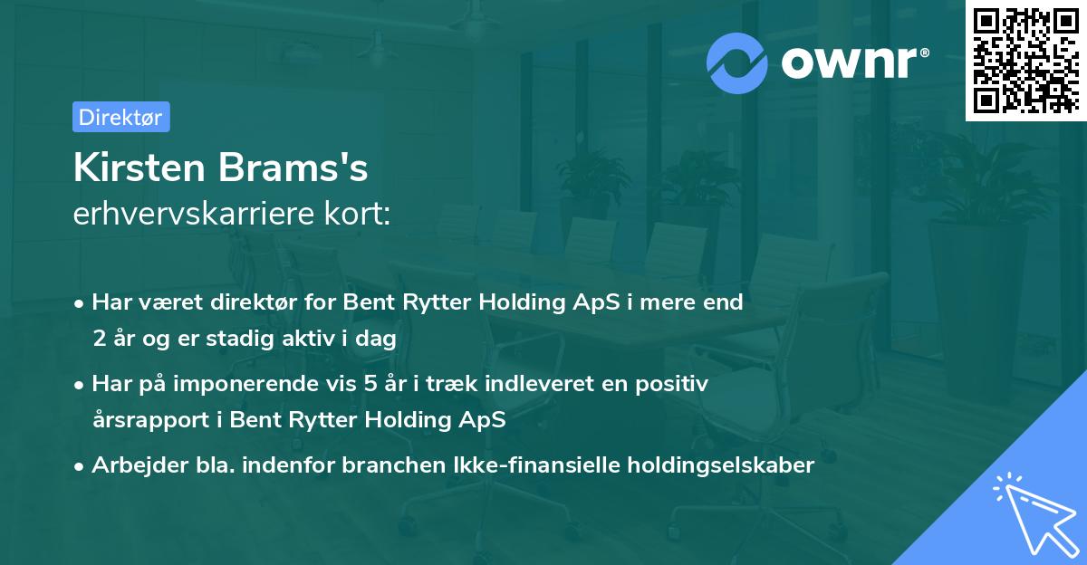 Kirsten Brams's erhvervskarriere kort