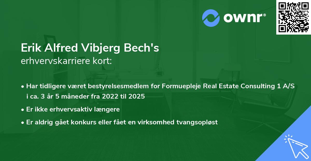 Erik Alfred Vibjerg Bech's erhvervskarriere kort