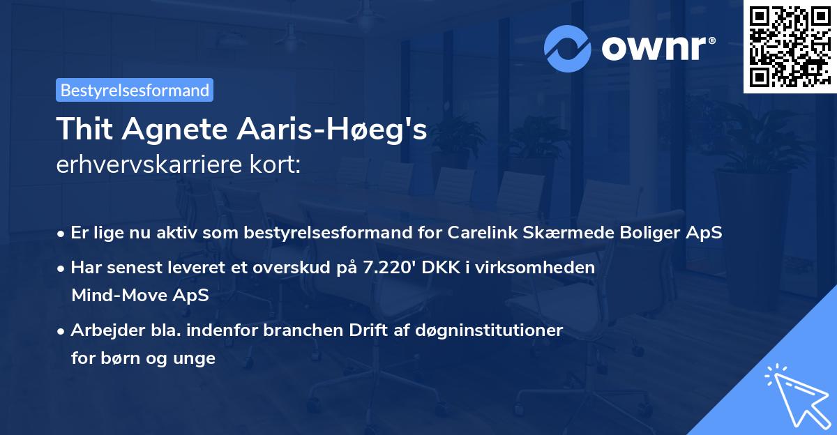 Thit Agnete Aaris-Høeg's erhvervskarriere kort