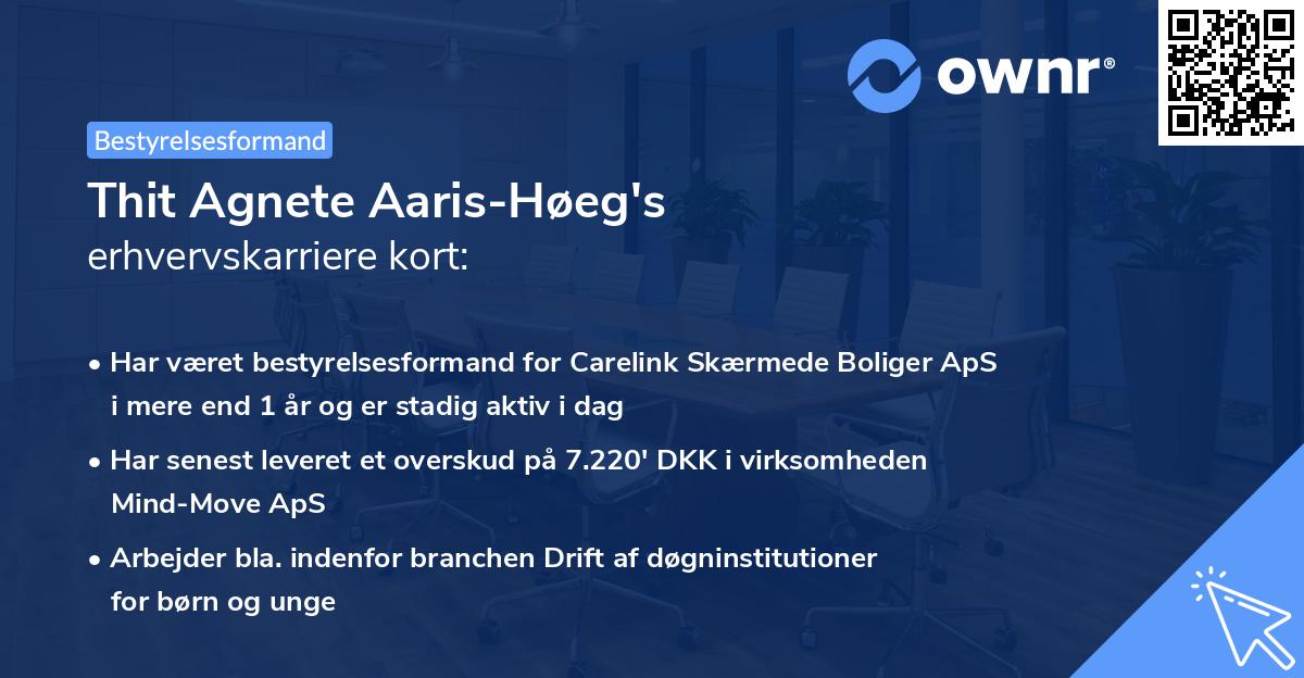 Thit Agnete Aaris-Høeg's erhvervskarriere kort