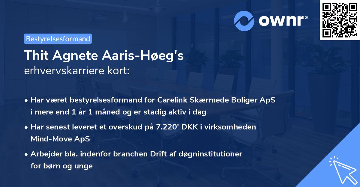 Thit Agnete Aaris-Høeg's erhvervskarriere kort