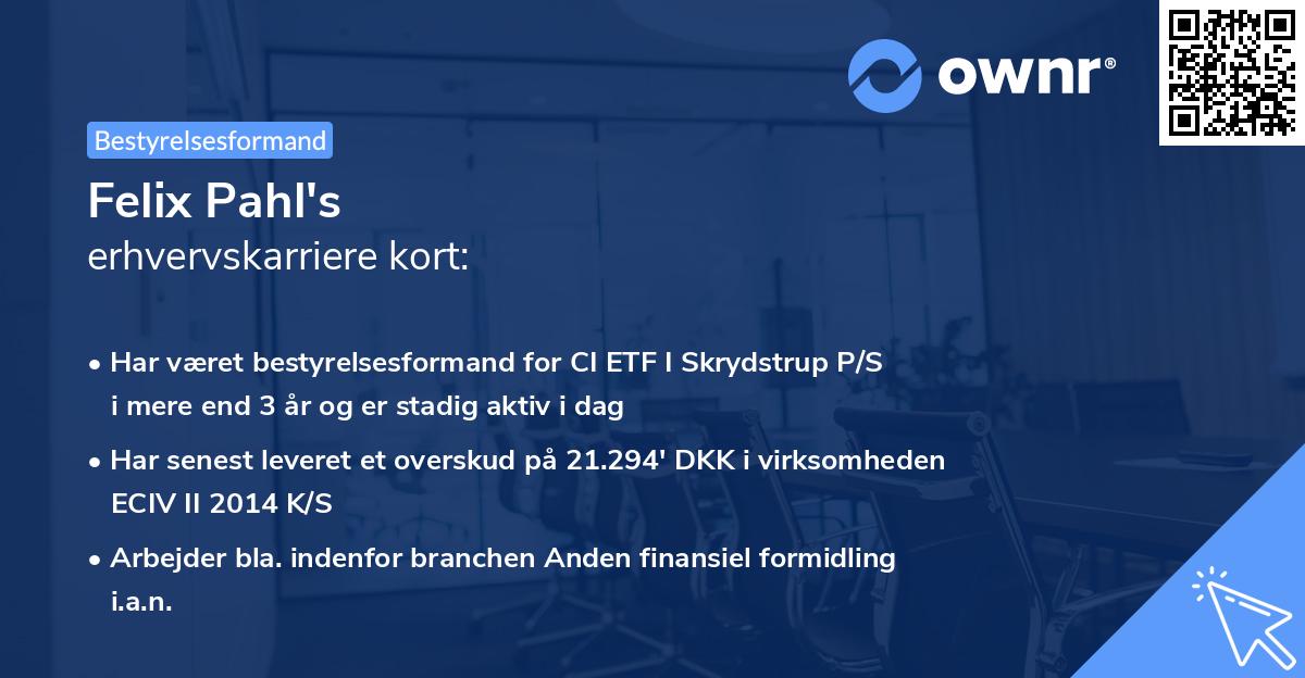 Felix Pahl's erhvervskarriere kort