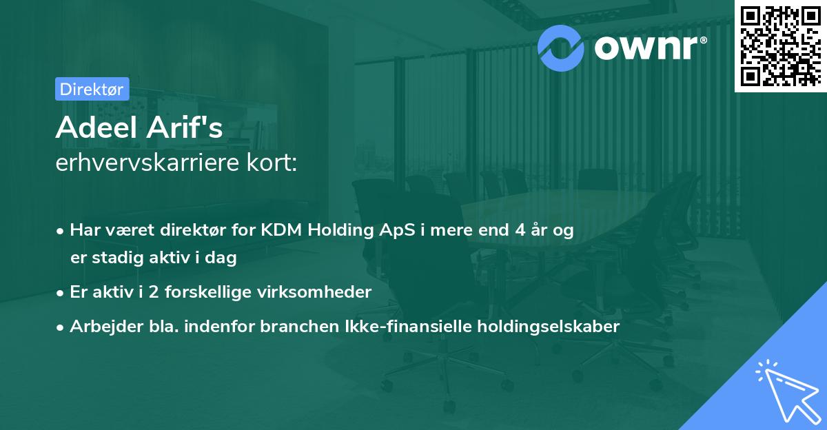 Adeel Arif's erhvervskarriere kort