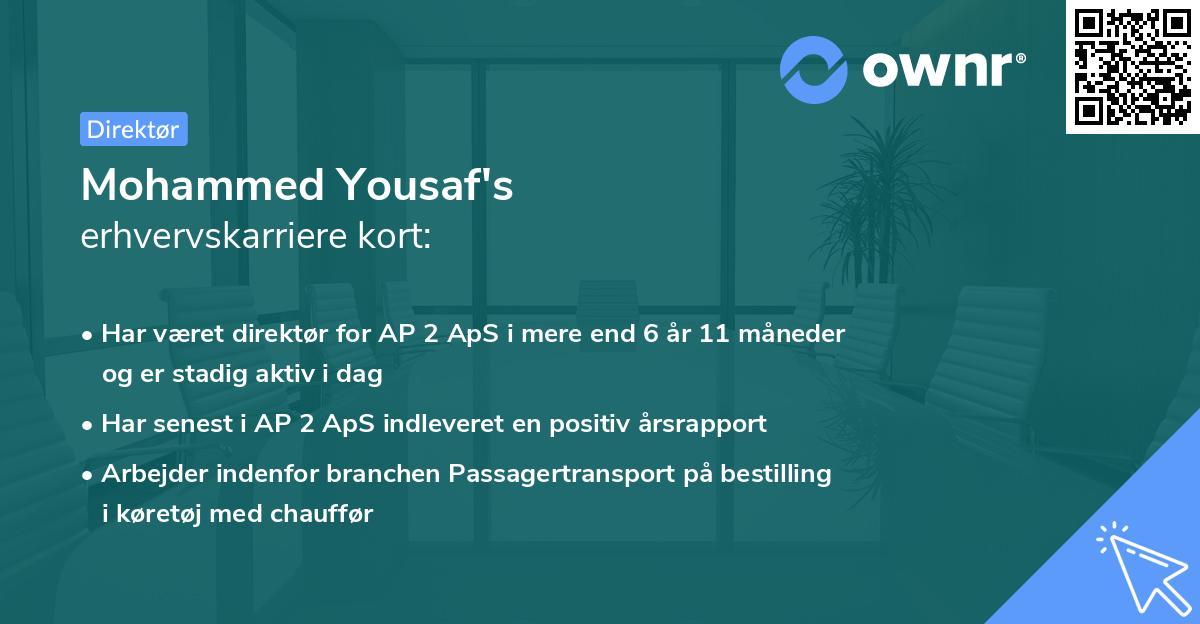 Mohammed Yousaf's erhvervskarriere kort