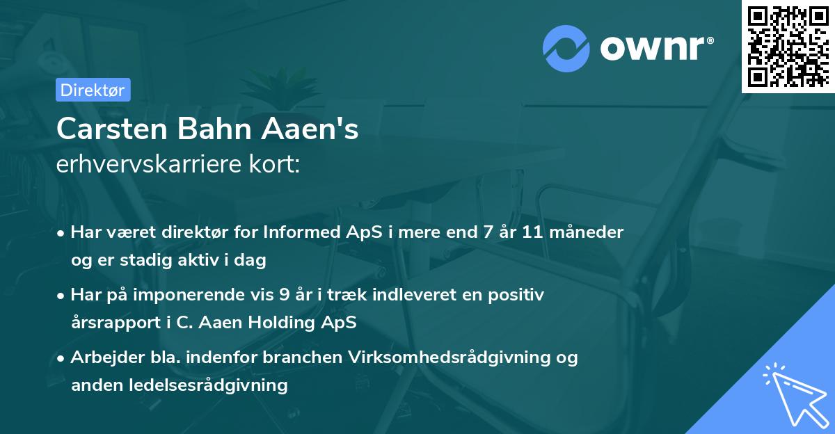 Carsten Bahn Aaen's erhvervskarriere kort