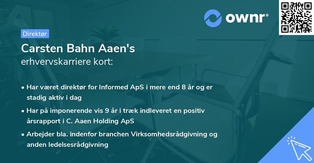 Carsten Bahn Aaen's erhvervskarriere kort