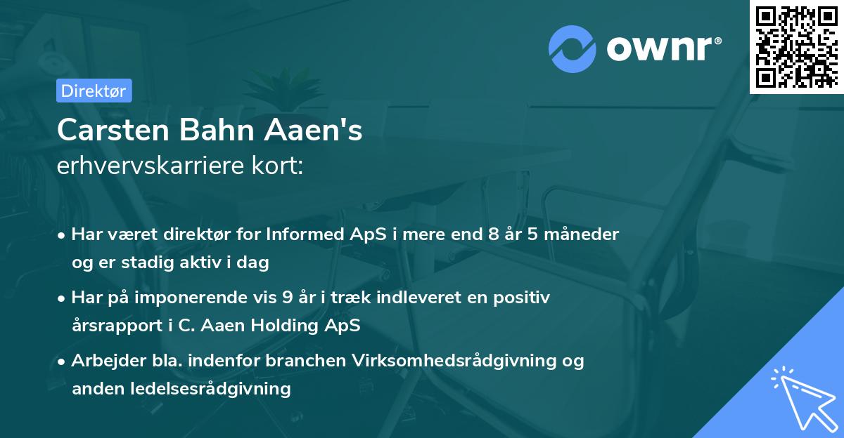 Carsten Bahn Aaen's erhvervskarriere kort