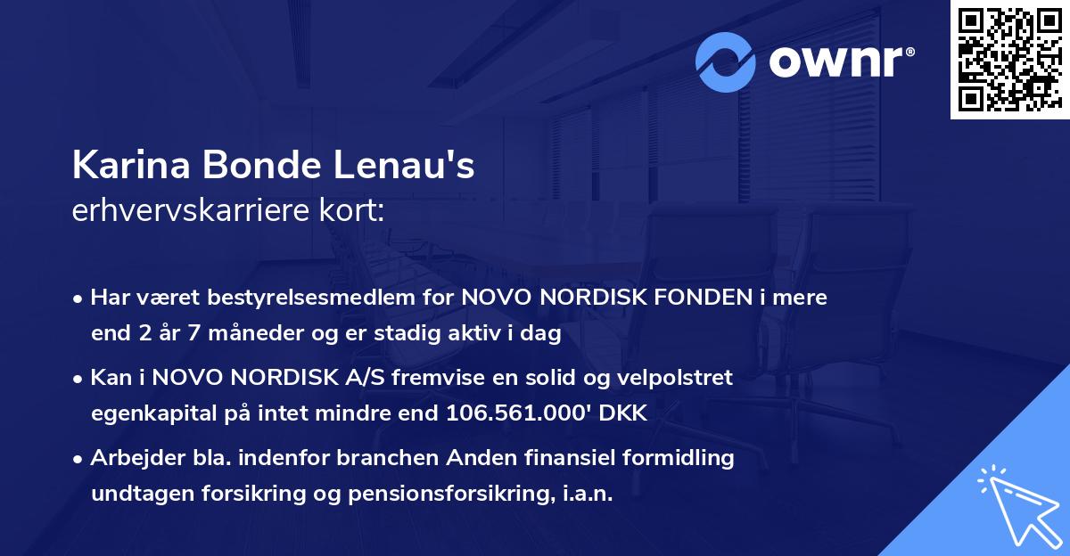 Karina Bonde Lenau's erhvervskarriere kort