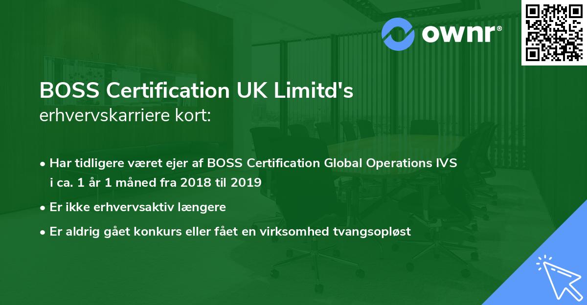 BOSS Certification UK Limitd's erhvervskarriere kort