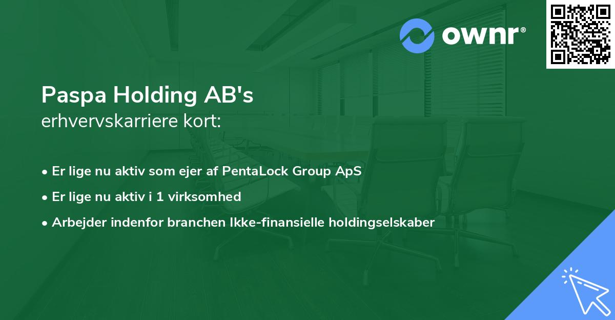 Paspa Holding AB's erhvervskarriere kort