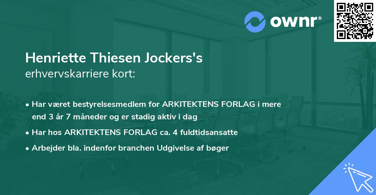 Henriette Thiesen Jockers's erhvervskarriere kort