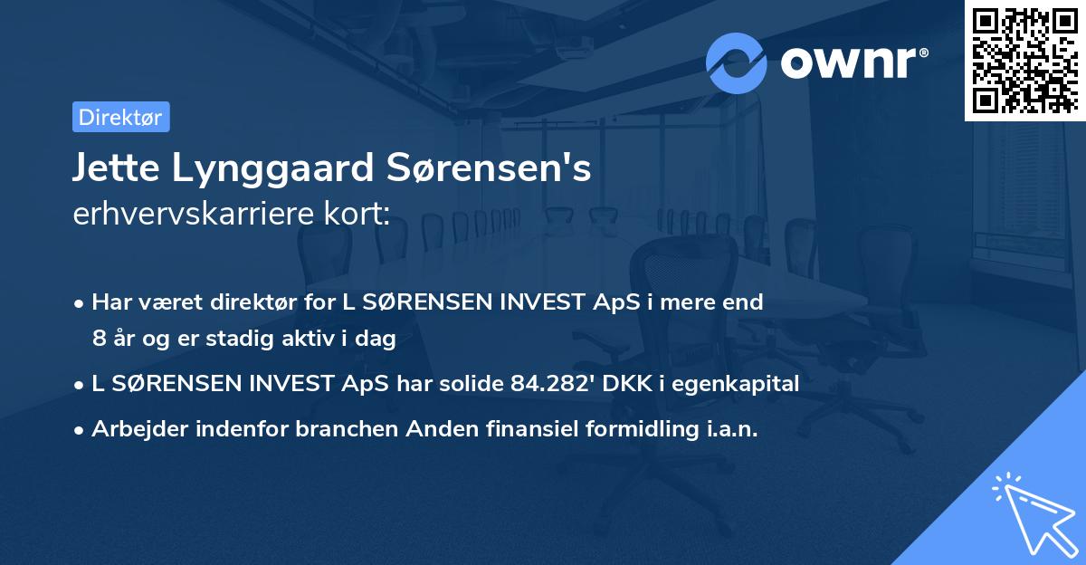 Jette Lynggaard Sørensen's erhvervskarriere kort
