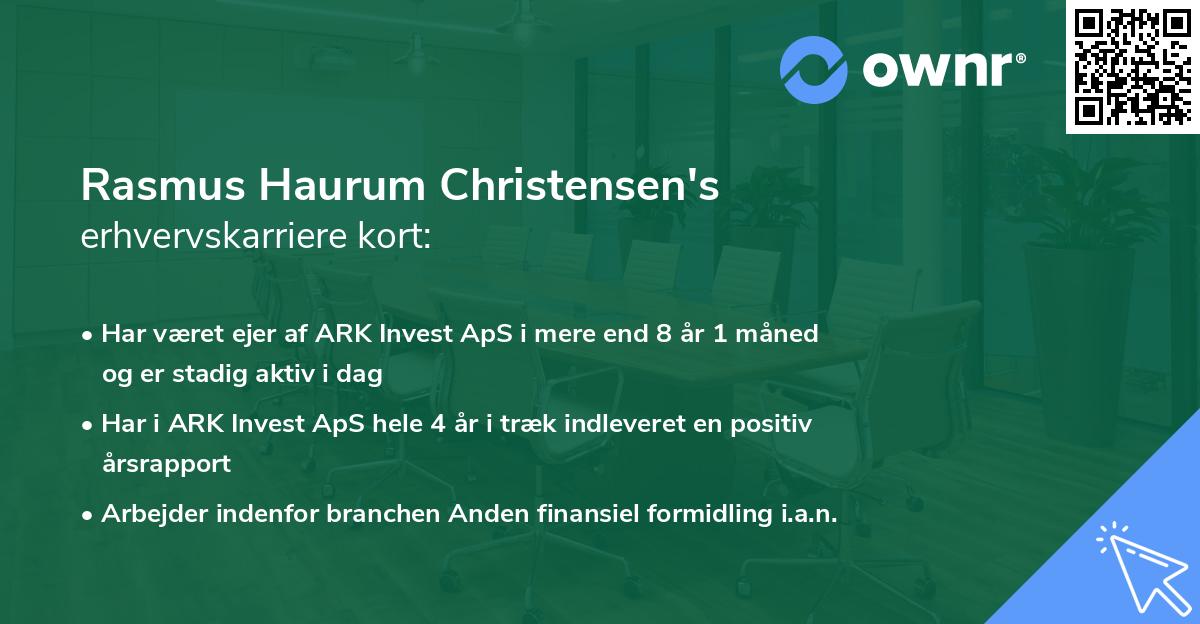 Rasmus Haurum Christensen's erhvervskarriere kort