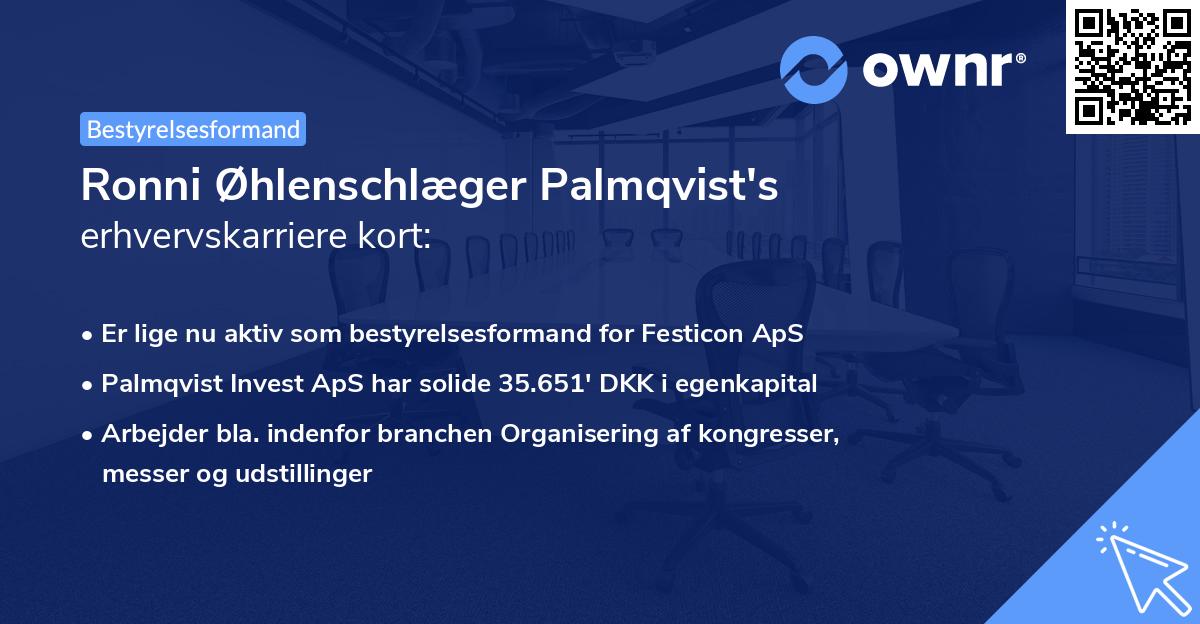 Ronni Øhlenschlæger Palmqvist's erhvervskarriere kort