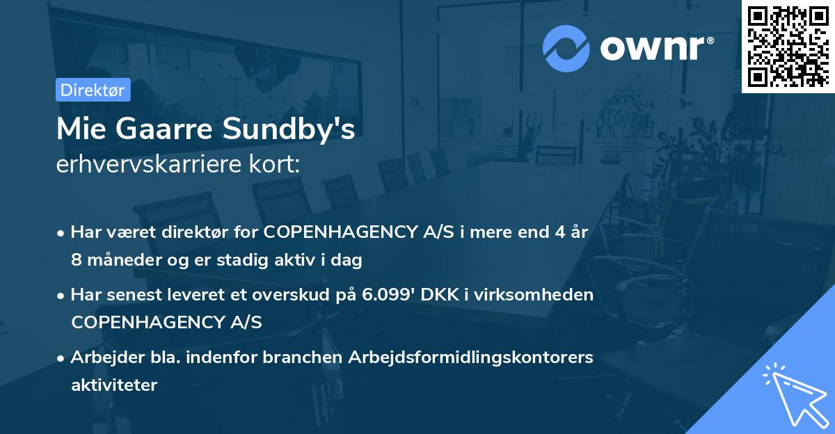 Mie Gaarre Sundby's erhvervskarriere kort