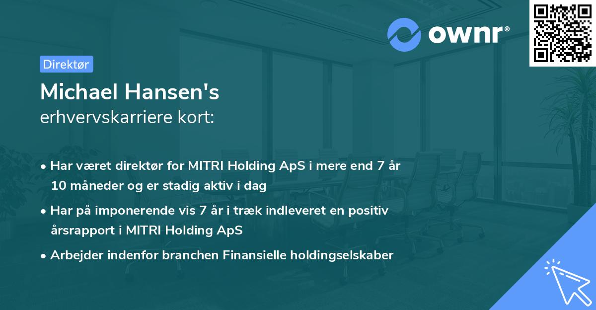 Michael Hansen's erhvervskarriere kort