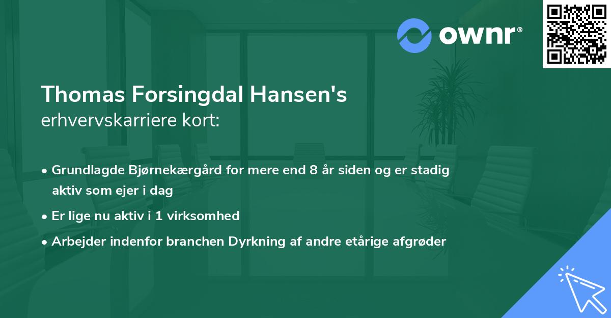 Thomas Forsingdal Hansen's erhvervskarriere kort