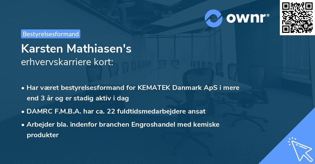 Karsten Mathiasen's erhvervskarriere kort