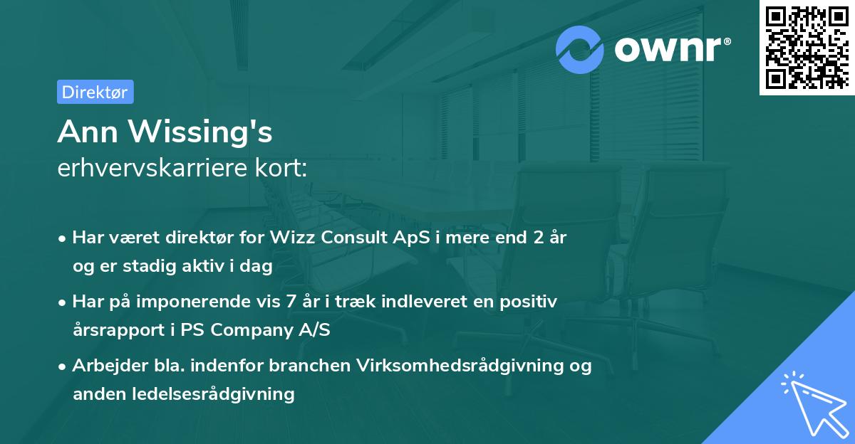 Ann Wissing's erhvervskarriere kort