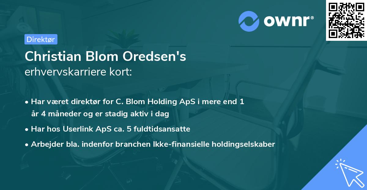 Christian Blom Oredsen's erhvervskarriere kort