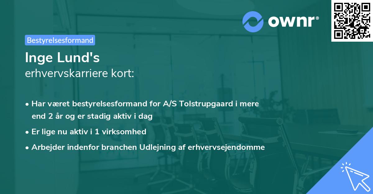 Inge Lund's erhvervskarriere kort