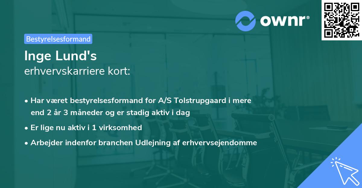 Inge Lund's erhvervskarriere kort