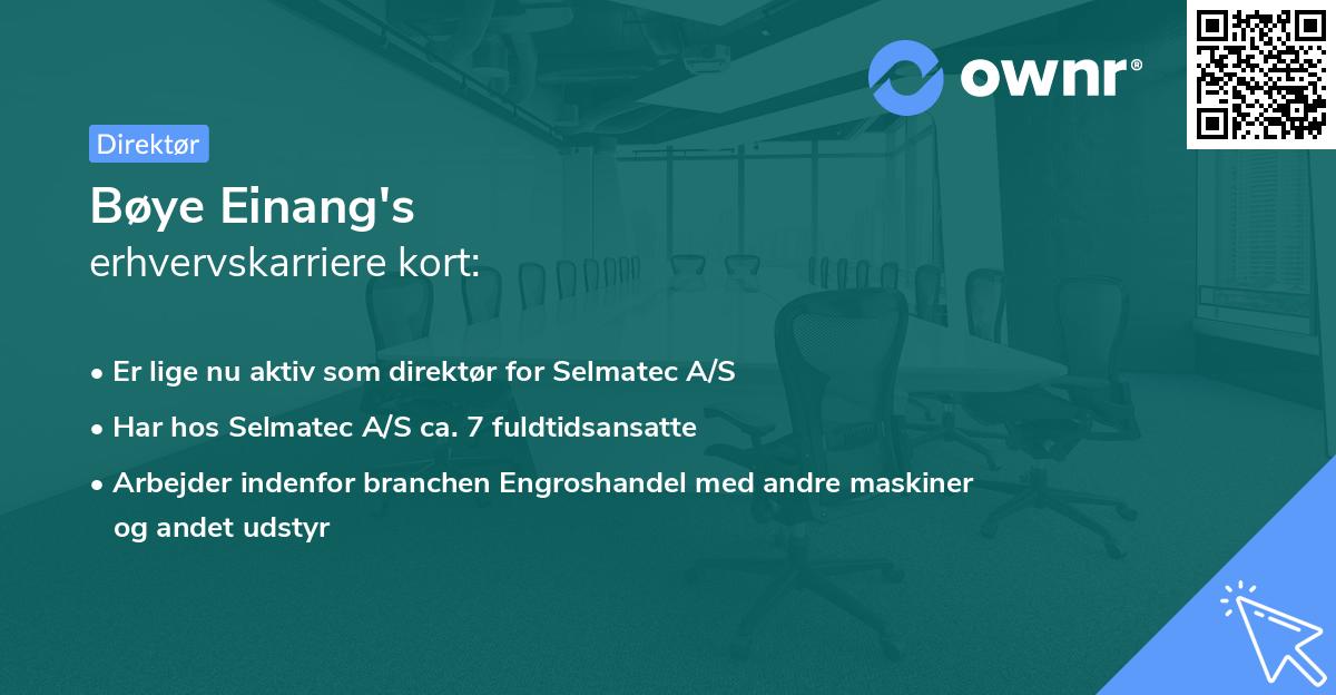 Bøye Einang's erhvervskarriere kort