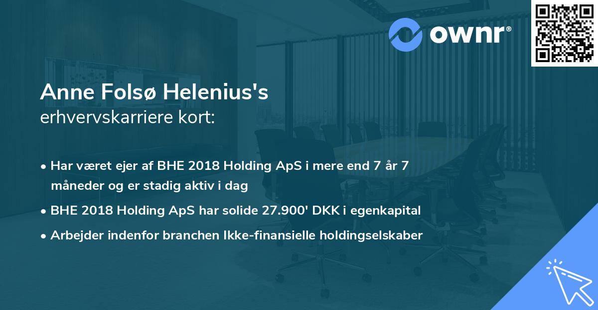 Anne Folsø Helenius's erhvervskarriere kort