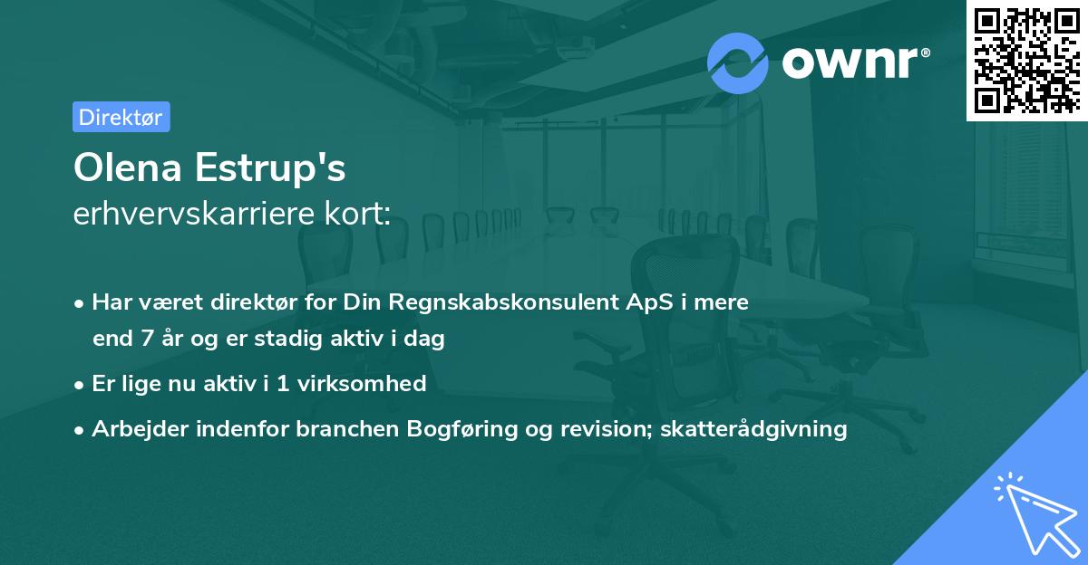 Olena Estrup's erhvervskarriere kort